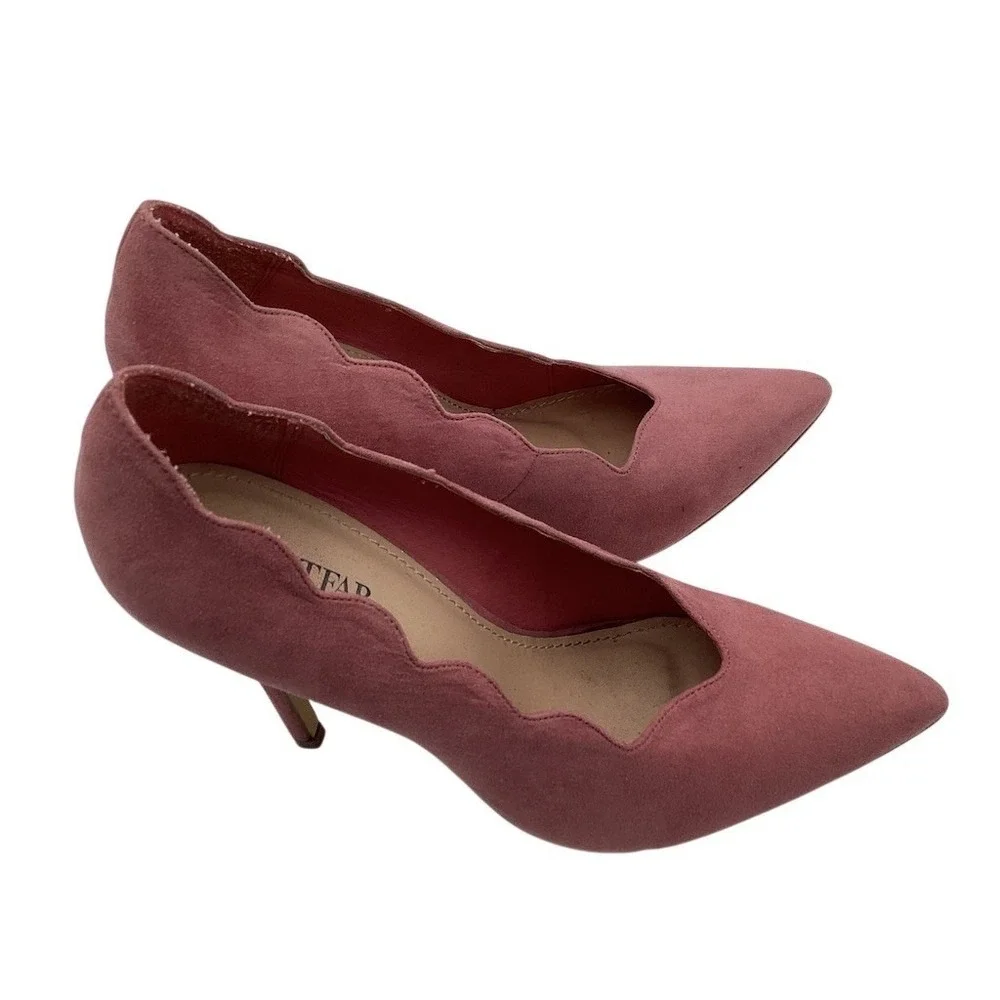 JustFab Womens Pumps‎ Mauve Pink Pointed Toe Stiletto Slip On Scalloped  Size 10